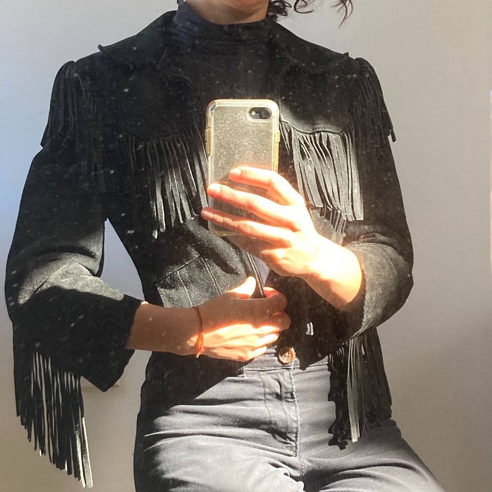 VTG Wilson’s suede cropped jacket with fringe